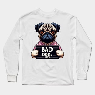 LAPD Bad Dog Jail Mugshot Long Sleeve T-Shirt